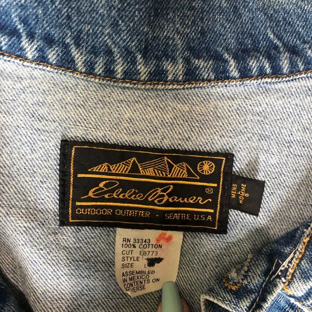 Eddie Bauer Vintage Denim Mens Jean Trucker Jacket - Picture 3 of 3
